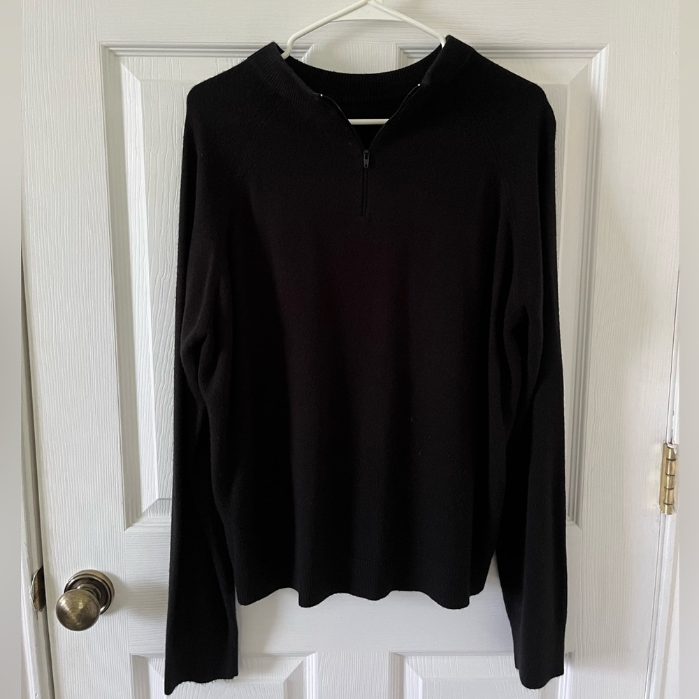 White Stag Womens Black Quarter-Zip Knit Sweater